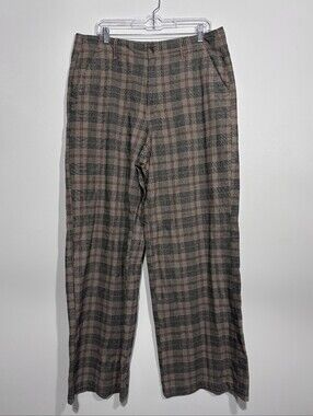 American Eagle Super High-Rise Baggy Wide Leg Plaid Pants Size 14 Long Tall